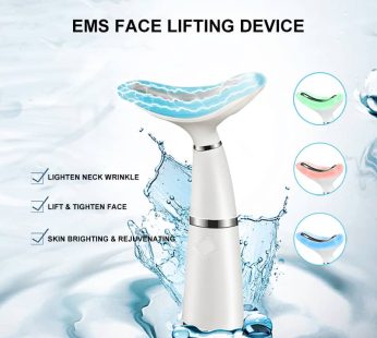 EMS Face Neck Lifting Massager with 3 Photon Therapy Lights for Skin Tightening Removing Wrinkle Double Chin